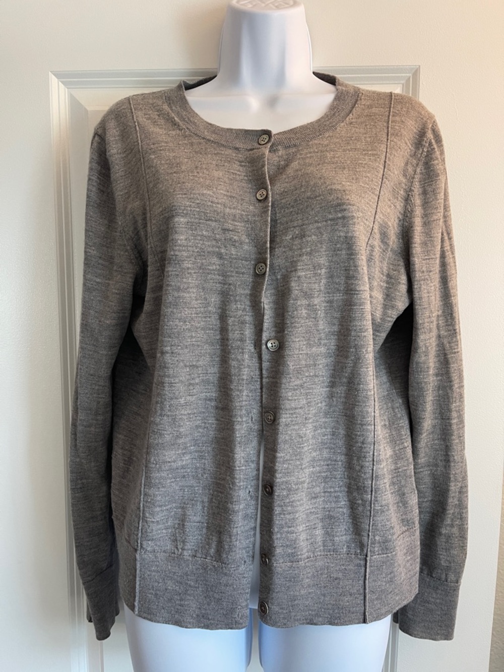 Banana Republic Light Gray Button-Front Cardigan Sweater